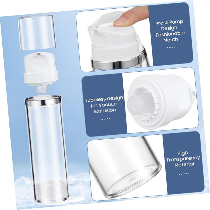 Baluue 2Pcs Airless Pump Bottle Transparent Refillable Lotion Dispenser Portable for Travel - Image 3